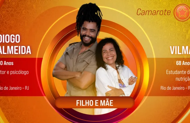 Imagem ilustrativa da imagem Ator Diogo Almeida e a mãe, Vilma, formam dupla no BBB 25