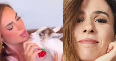 Imagem ilustrativa da imagem Nicole Bahls batiza cabra de Tata e atriz reage: "Me deixe amamentar"