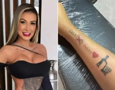 Andressa Urach cobre tatuagem feita para ex