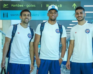 Trio uruguaio do Bahia: Acevedo, Lucho Rodríguez e Michel Araújo