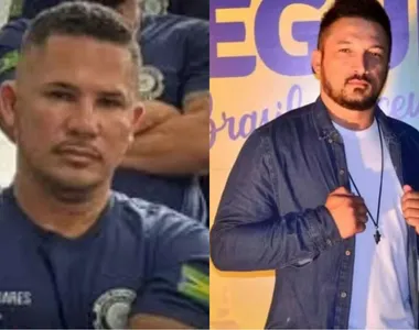 Guarda Civil, Paulo César Santos (à esquerda), é suspeito de matar a tiros o cantor de arrocha, Josemar Xavier Pereira (à direita)