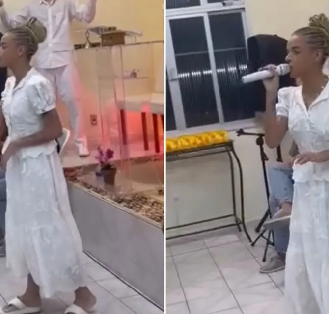 Imagem ilustrativa da imagem Cantora de arrocha, Anna Catarina surpreende ao cantar em igreja