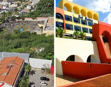 Várias pessoas carregavam o que pareciam materiais de limpeza