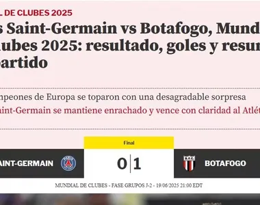 Mundo Deportivo troca escudo do Botafogo pelo Botafogo-SP ao notíciar vitória sobre o PSG