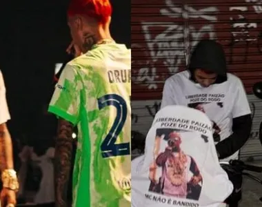 Oruam e Mc Poze; Camisa pedindo liberdade para Poze