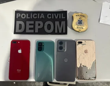 Celulares recuperados pela polícia