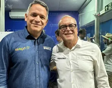 Pablo Barrozo e Eduardo Dute, diretor da A TARDE FM e coordenador da Fenagro