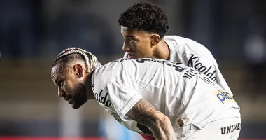 Imagem ilustrativa da imagem Veja o que Neymar disse para o Robinho Jr. após gol contra o Flamengo