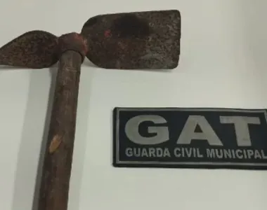 Picareta utilizada pelo agressor