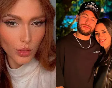 Fernanda Campos, ex-amante de Neymar; o craque e a atual esposa, Bruna Biancardi