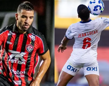 Meio-campistas Pepê e Jean Lucas, de Vitória e Bahia, respectivamente