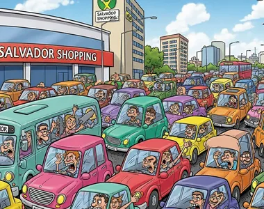 Trânsito nas imediações do Salvador Shopping está caótico