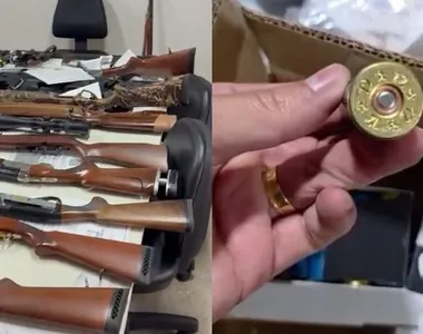 Armamentos apreendidos com o empresário