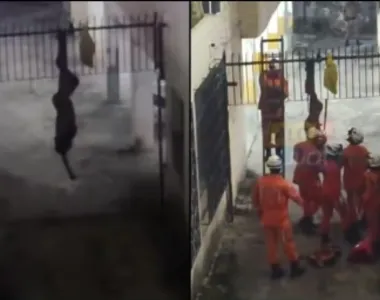 Ladrão ficou de cabeça pra baixo