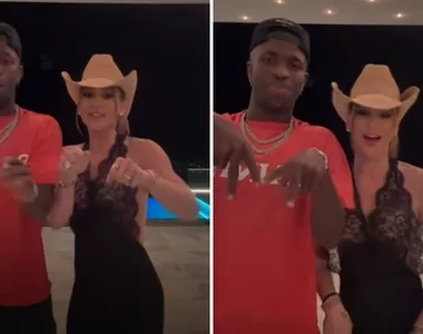 Vini Jr. em vídeo ao lado de Virgínia