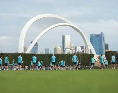 Jogadores do Flamengo no último treino antes da final do Mundial