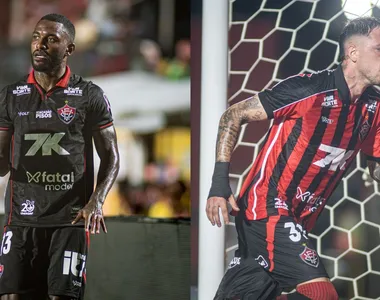 Lateral-esquerdo Ramon e o atacante Renzo López, ambos do Vitória
