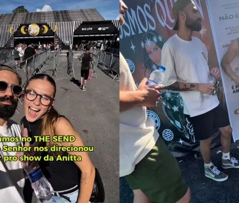 Imagem ilustrativa da imagem Casal viraliza ao pregar em fila do Ensaio da Anitta; veja