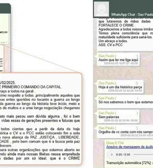 Imagem ilustrativa da imagem Mensagens apontam aliança entre CV e PCC