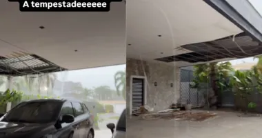 Imagem ilustrativa da imagem Teto da mansão de Karoline Lima desaba durante tempestade no Rio
