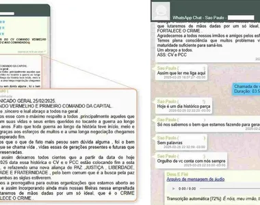 Mensagens que indicam aliança entre facções