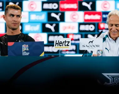 Cristiano Ronaldo e Jorge Jesus em entrevista coletiva de Portugal