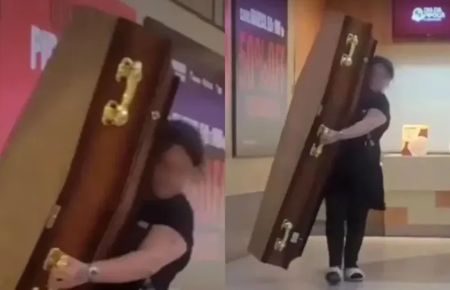 Imagem ilustrativa da imagem Caixão vira balde de pipoca em promoção de cinema