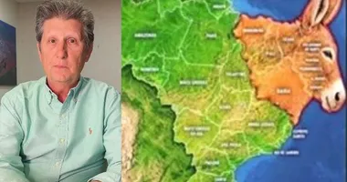 Imagem ilustrativa da imagem Prefeito posta imagem do mapa do Nordeste em formato de burro