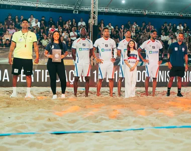 Equipe do Bahia durante a Liga Nacional de Futevôlei