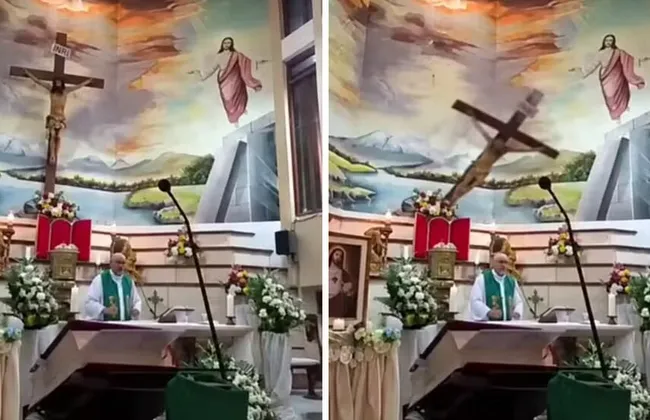 Imagem ilustrativa da imagem Padre é atingido por cruz e morre durante transmissão de missa