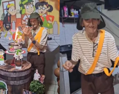 Gonçalo Leite comemorou o aniversário de 91 anos com uma festa temática do Chaves