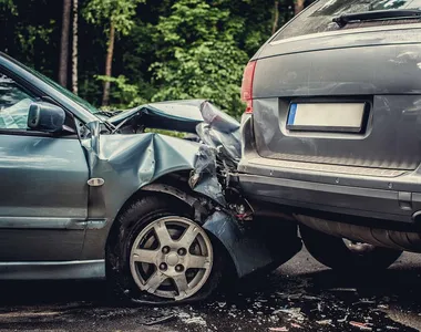 Image of a auto accident involving two cars.