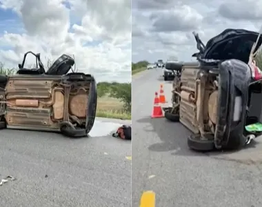 Arma e drogas foram encontradas no veículo