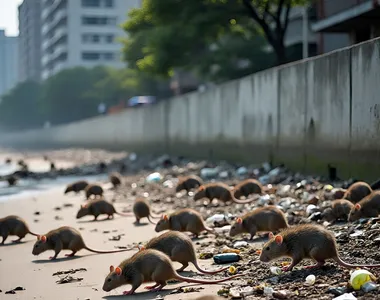 Ratos dão rolé em praia no Rio Vermelho