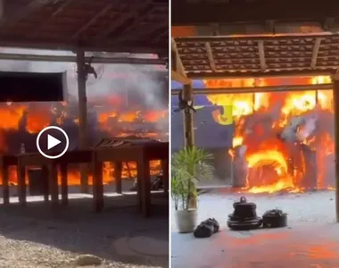 Ônibus das bandas Djavú pega fogo
