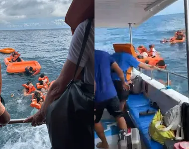 Mais de 50 passageiros descerem para as águas para se salvar