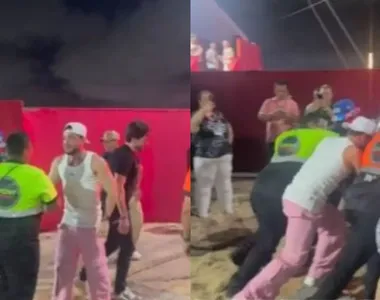 Wesley Safadão empurra carro após show