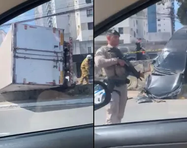 Caminhão perde controle na Avenida Vasco da Gama.