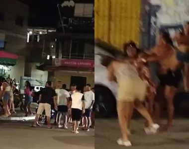 Mulheres foram flagradas brigando na praça 15 de Abril, no bairro de São João do Cabrito