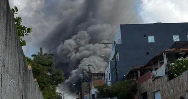 Imagem ilustrativa da imagem Vídeo: incêndio atinge garagem de ônibus em Itinga e destrói veículos