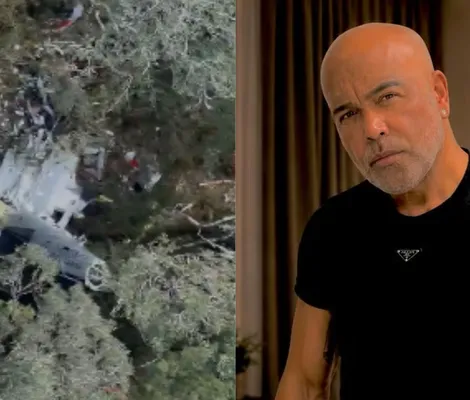 Imagem ilustrativa da imagem Aeronave destroçada: veja imagens do helicóptero que caiu com Rick