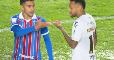 Imagem ilustrativa da imagem Entenda briga entre Neymar e Nestor no empate entre Bahia e Santos