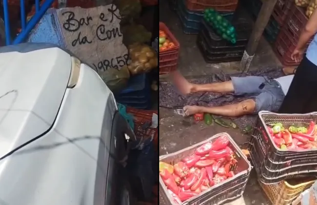 Imagem ilustrativa da imagem Carro invade Feira de São Joaquim e atropela feirante; veja o vídeo