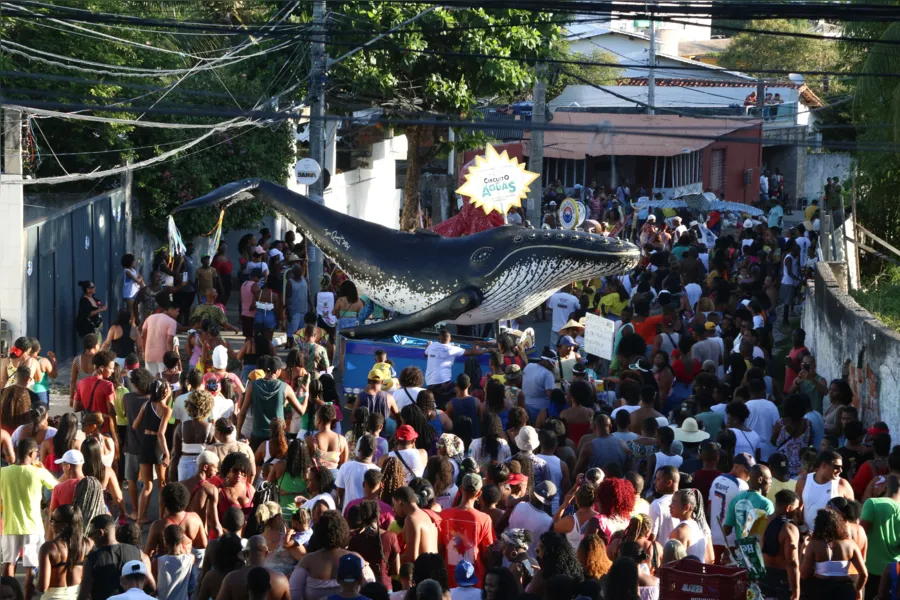 Tradicional 'Despedida da Baleia' movimenta bairro de Itapuã