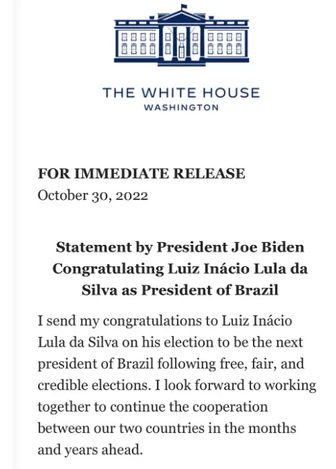 Imagem ilustrativa da imagem Chefes de governo felicitam Lula após o resultado das eleições