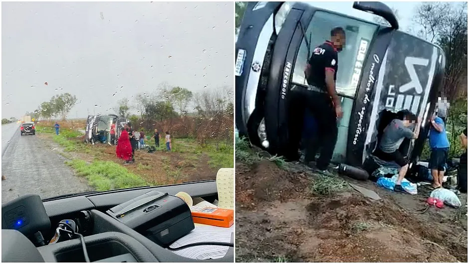 Pelo menos cinco pessoas ficaram feridas no acidente envolvendo o ônibus do cantor Kevi Jonny.