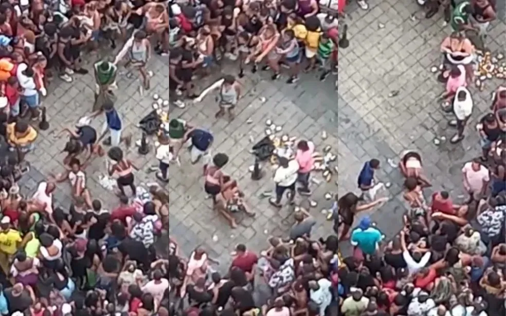 Mulheres brigam na gravação do DVD de Thiago Aquino em Salvador.