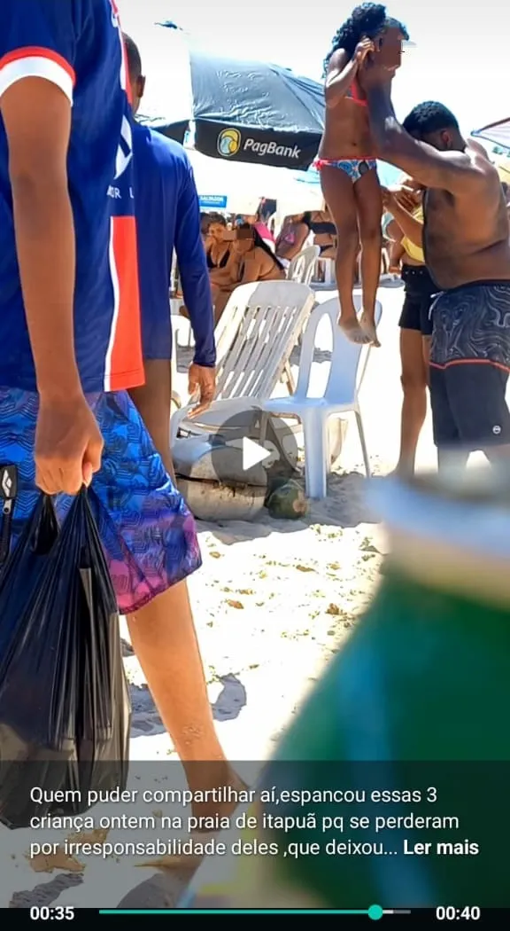 Imagem ilustrativa da imagem Vídeo flagra homem espancando crianças em praia de Salvador