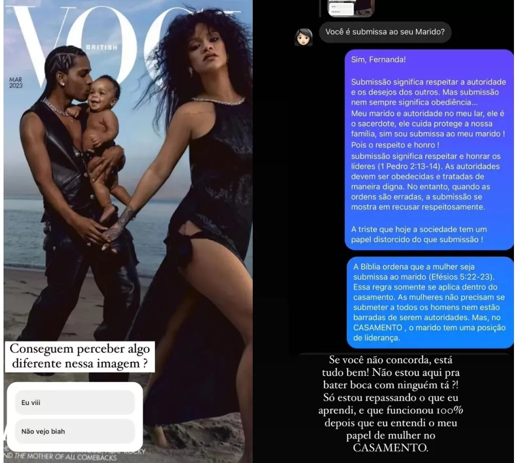 Imagem ilustrativa da imagem Esposa de Sorocaba questiona capa com Rihanna e afirma "ser submissa"