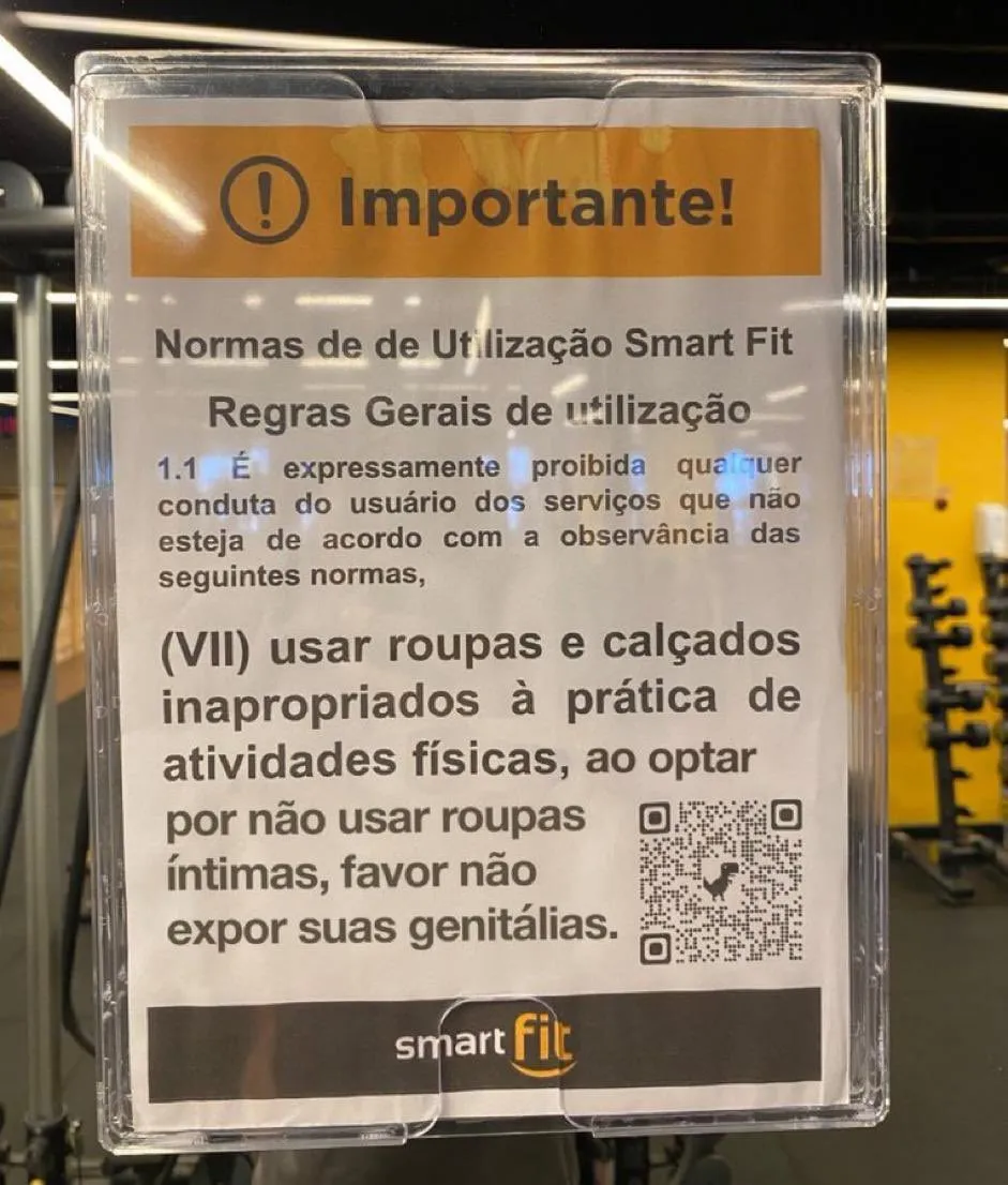 Imagem ilustrativa da imagem Smart Fit fixa aviso sobre roupa após homem malhar sem cueca